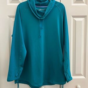 FREE2B Blue Oversized Cowl-Neck Tunic